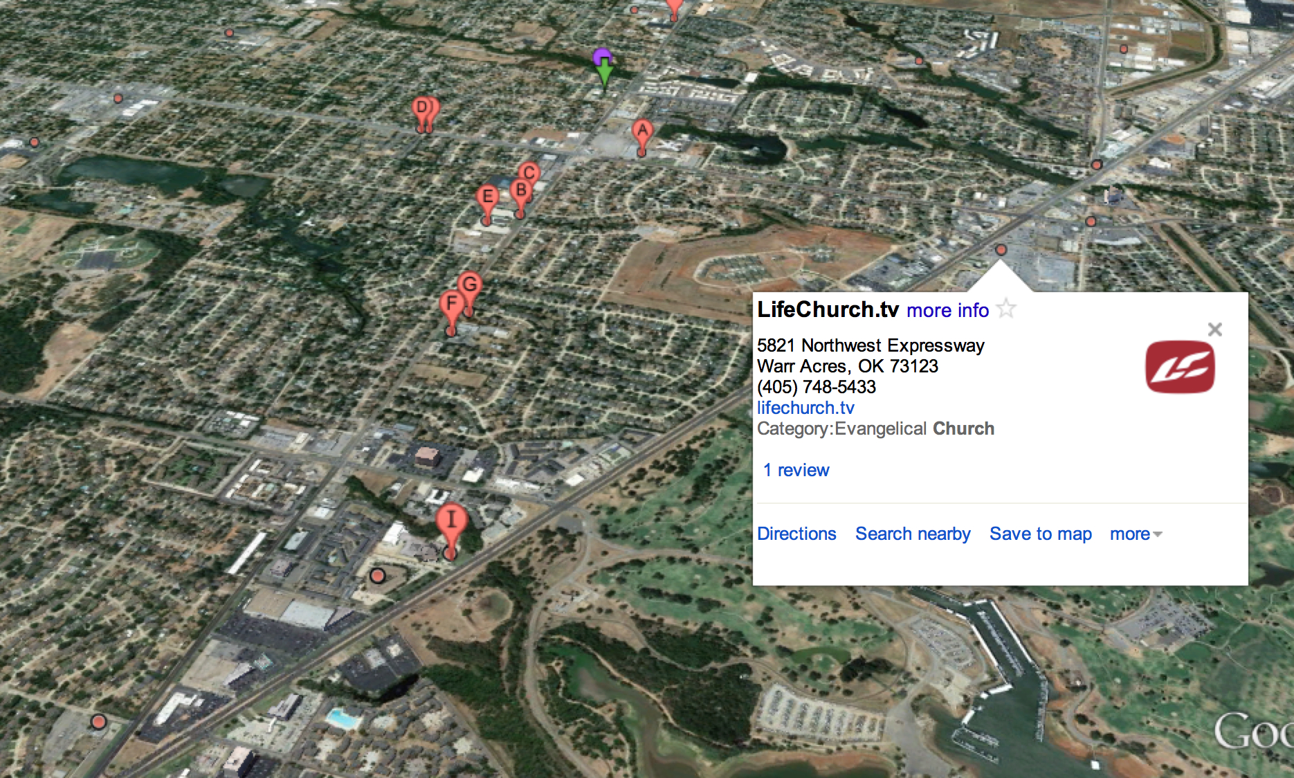 LIFE CHURCH Warr Acres google map